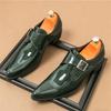 British Designer Monk Strap Loafter for Men's Pointed Leather Casual Shoes New Brand Formal Wedding Dress Homecoming Footwear