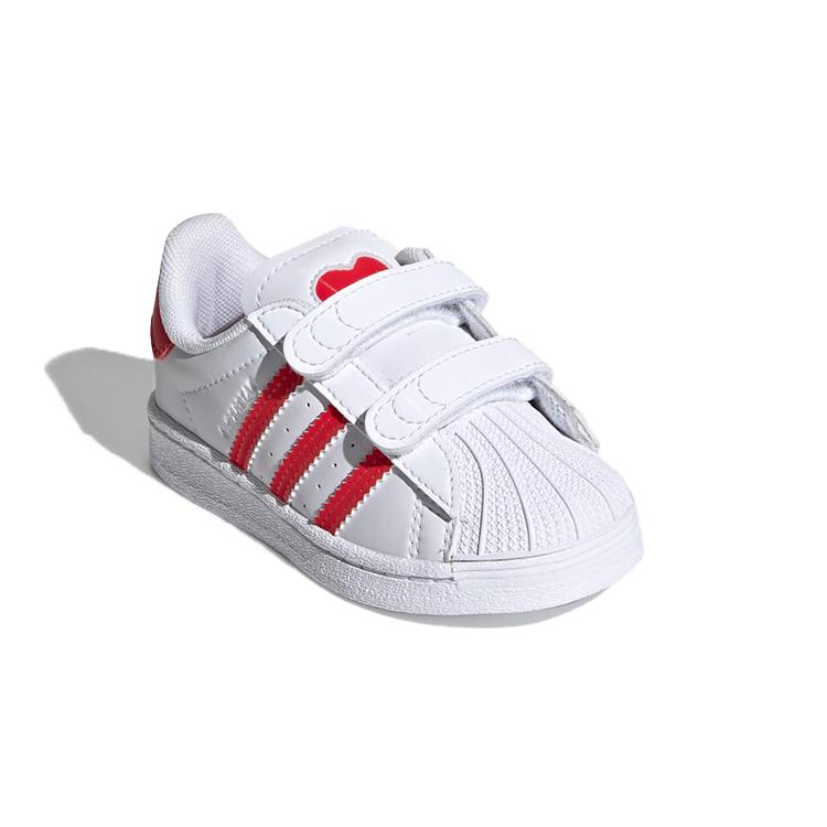 Adidas Originals SUPERSTAR Comfortable Breathable Low top Skateboard Shoes White Red Infant And Toddler FZ0644