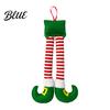 Christmas Elf Leg Decorations Hanging Ornaments, Red Green Striped Fabric Lightweight for Holiday Tree Fireplace And Car Interior Party Supplies