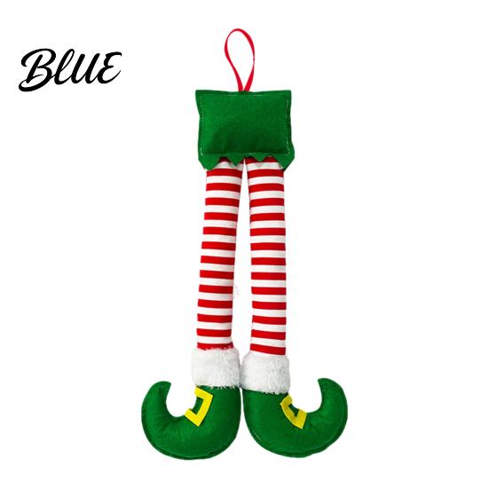 Christmas Elf Leg Decorations Hanging Ornaments, Red Green Striped Fabric Lightweight for Holiday Tree Fireplace And Car Interior Party Supplies