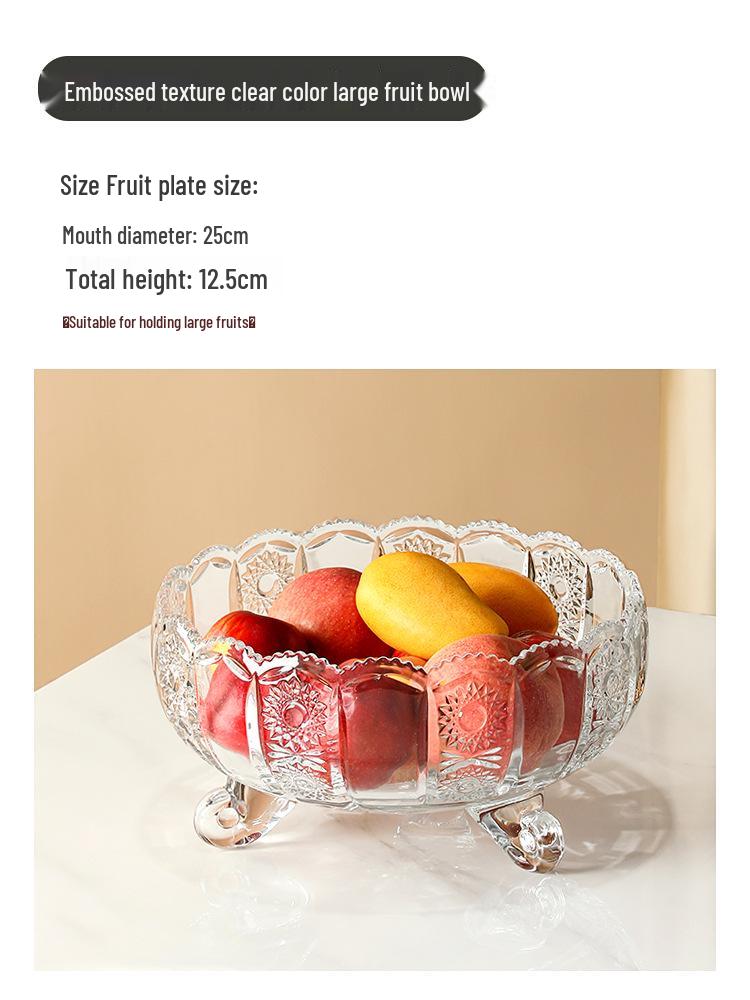 Luxury Crystal Three-Tier Fruit Bowl for Living Room