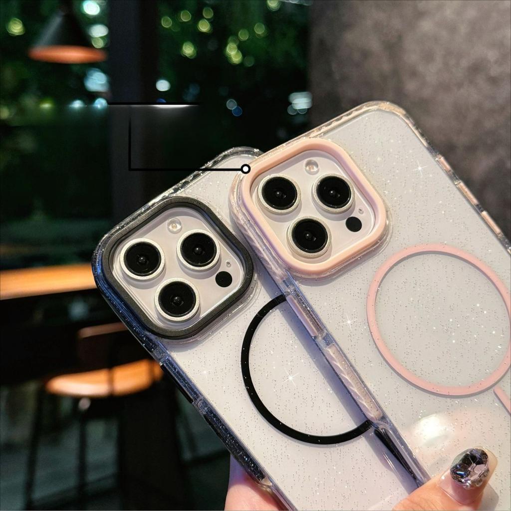 Star Flash Powder Is Suitable for Thin ring Magnetic Suction of IPhone16ProMax Phone Cases and Apple 15 Dual Color Airbag Protective Cases