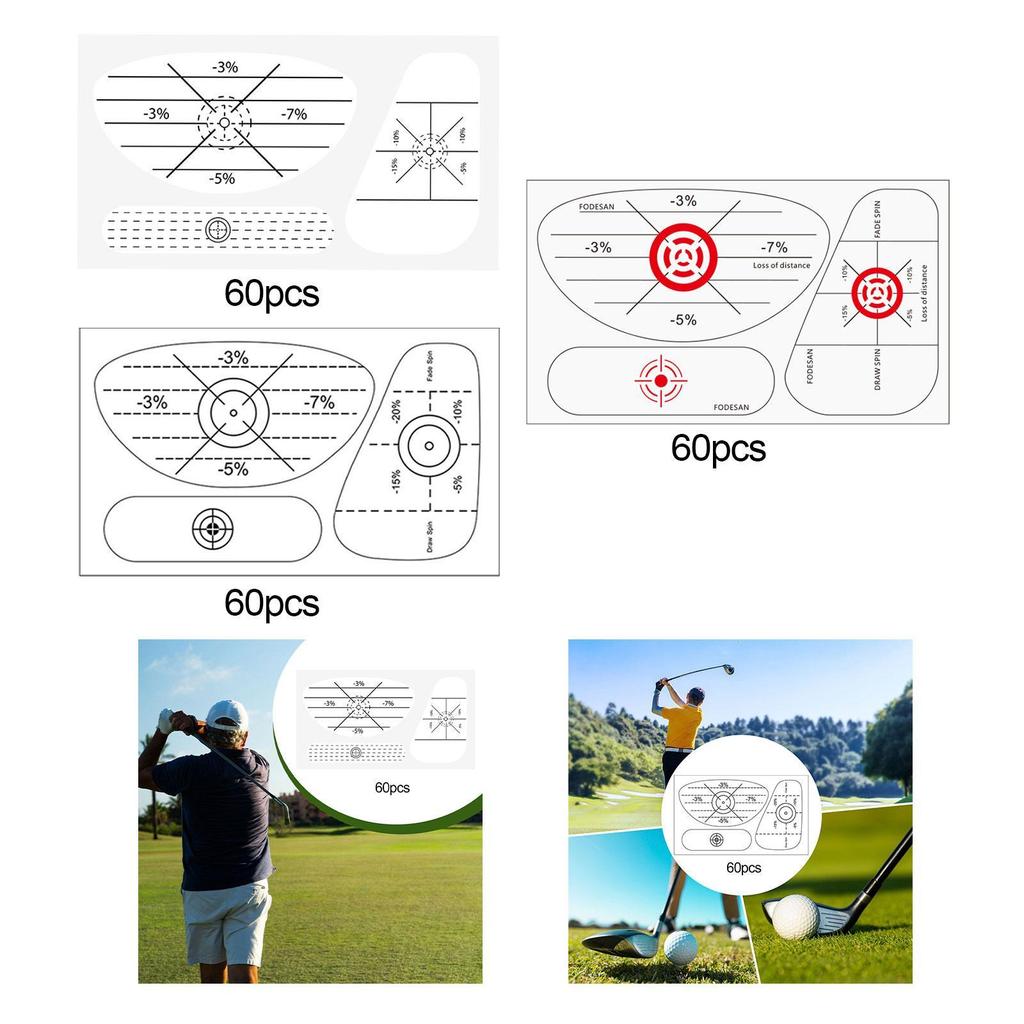 60 Pieces Golf Impact Tape Improve Swing Accuracy Consistency Analysis Equipment, Golf Accessories, Golf Stickers Training Aid