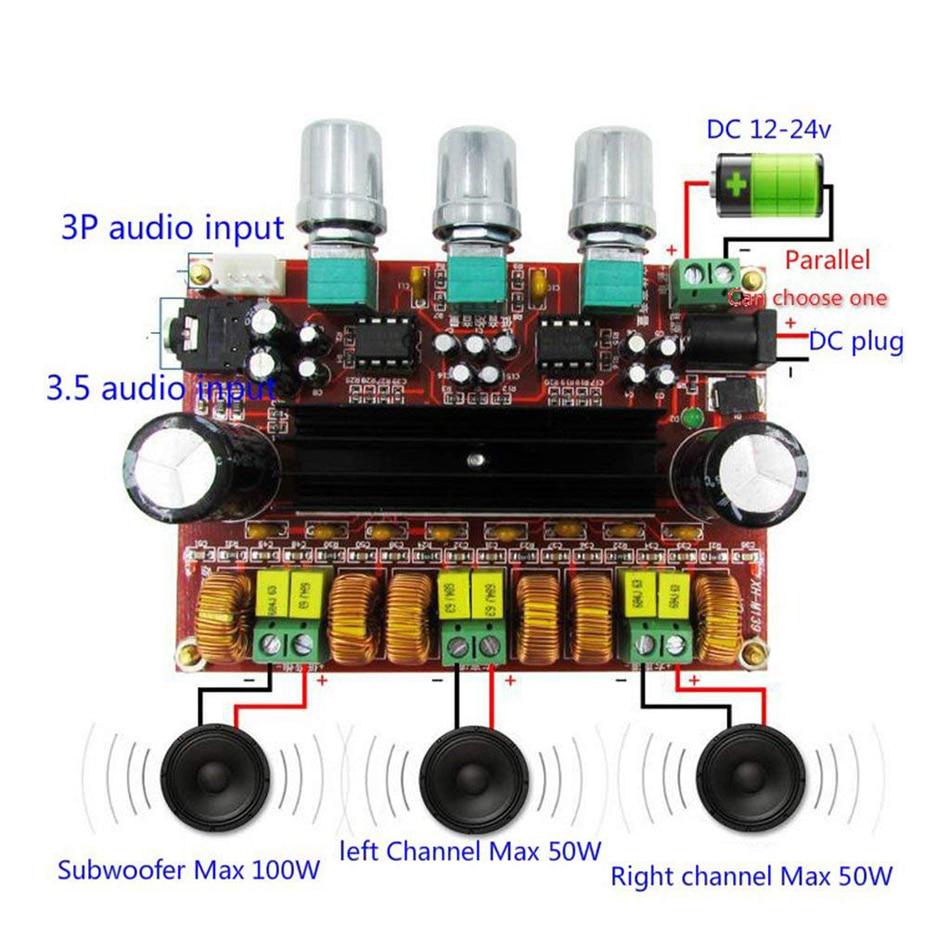 TPA3116D2 Amplifier Board 2.1 Channel Class D Digital Power Audio Stereo 2x50W+100W for Audio