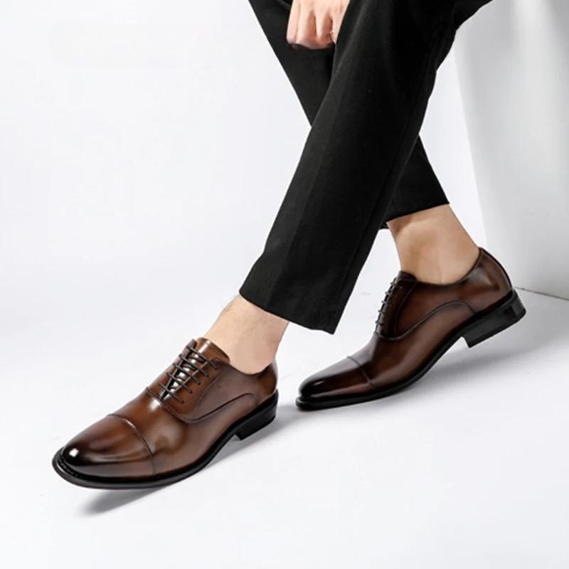 Fashion Men's Dress Shoes High Quality Elegant Wedding Shoes Fashion Slim Fit Pointed Pullover Shoes for Men Breathable Leather Shoe