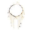 Sweet And Cool Spice Girl Crescent Crescent Love Pendant Tassel Necklace, Stylish Imitation Crystal Beaded Clavicle Chain