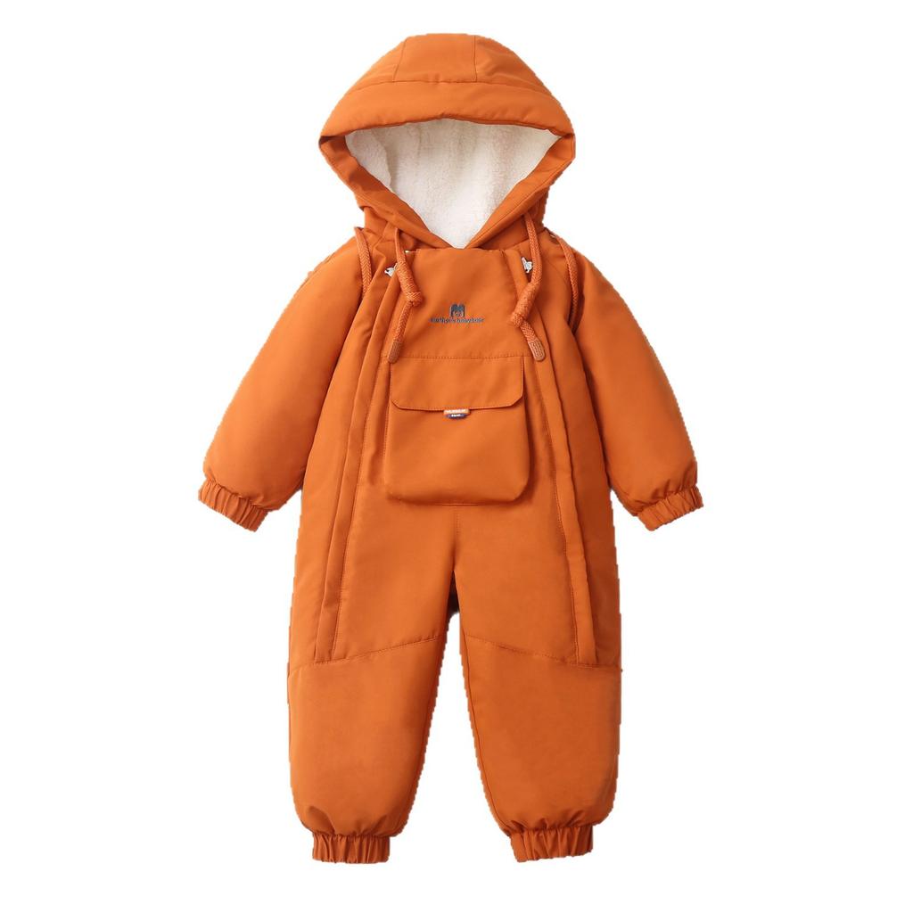Schneeanzug für Baby Herbst Winter Warm Wasserdicht Overall für Mädchen Jungen Doppelreißverschluss Strampler Mit Kapuze Fleece Mantel Jacke Oberbekleidung Kinder Einteiliger Skianzug