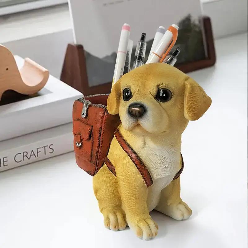 1pc Dog-shaped Desk Organizer, Abs Material, Backpack Design, Creative, Polished Finish, Portable, Unique, With Pen Holder