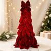 Soft Bow Tree Tower Handmade Craft Holiday Tabletop Decoration Velvet Bow Christmas Tree  Party