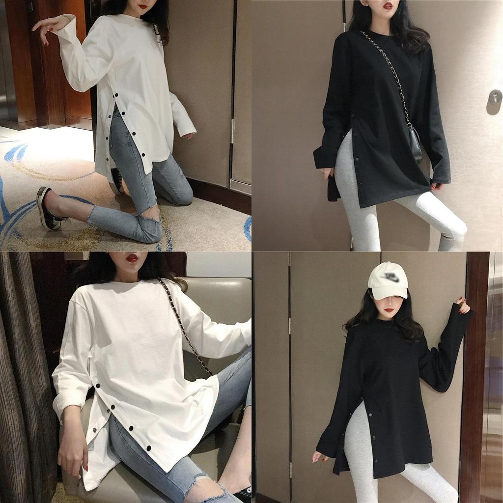 Korean Style Long Sleeve T Shirt With Pearl Embellishments For Autumn Casual Wear