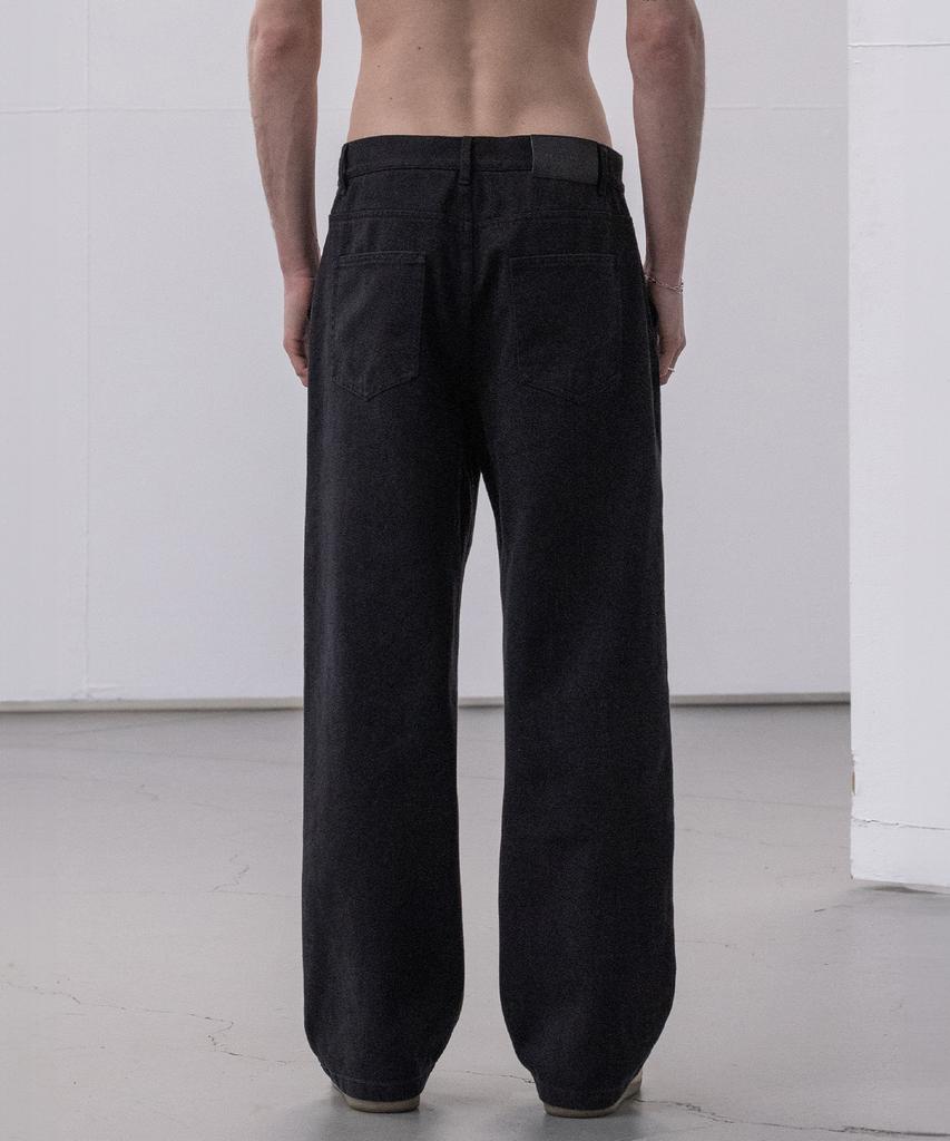 Dekkoloso Twill Cotton Semi-Wide Pants [Black]