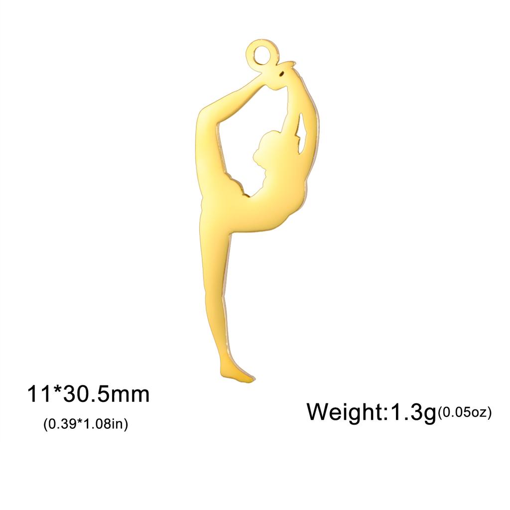 Teamer 5pcs/lot DIY Gymnast Sporter Charms Stainless Steel Gymnastics Dancer for Necklcae Bracelets Keychain Jewelry Making Gift
