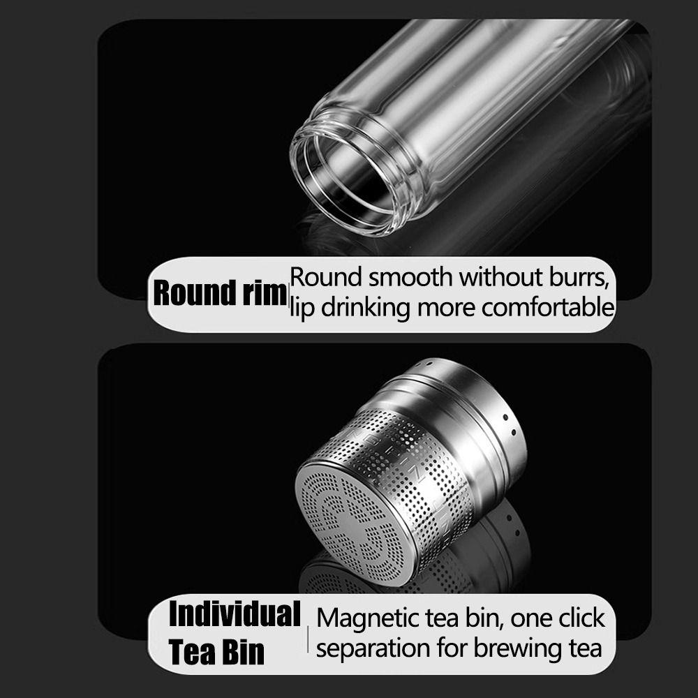 Sealed Glass Tea Cup Insulated Tea Bottle Anti Scalding Magnetic Glass Tumbler Office