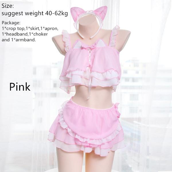 Frauen Lolita Nachtkleid Wickelrock Rüschen Dessous Japanisches Dienstmädchen Cosplay Kostüm Sexy