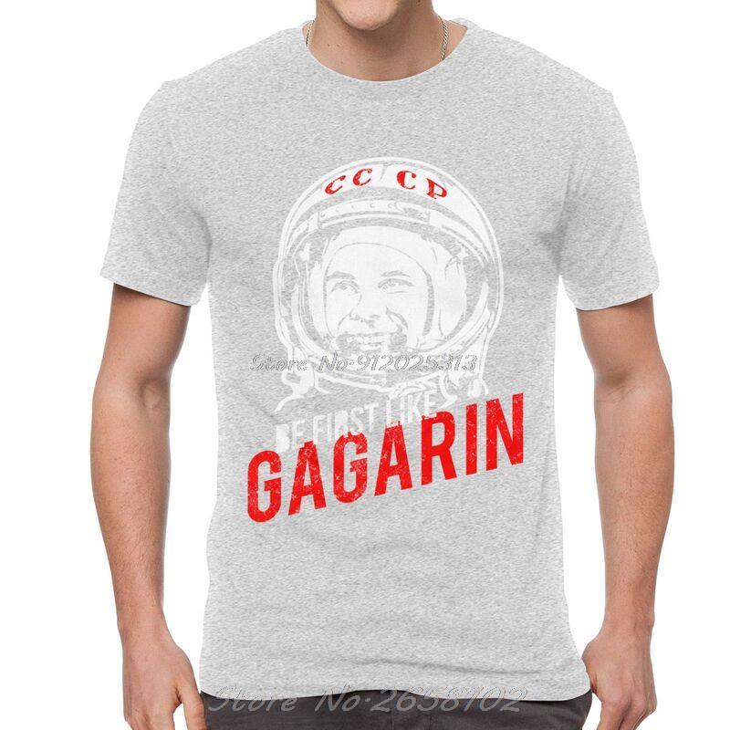 USSR Yuri Gagarin T-shirt Men's Harajuku T Shirt Short Sleeve 100% Cotton Russia CCCP Cosmonaut Tshirt Urban Tees Tops