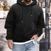 Pánská podzimní zimní mikina s kapucí Jednobarevná Silná Volná Stahovací kapuce Velká náprsní kapsa Dlouhý rukáv Teplý pulovr Měkká aplikace