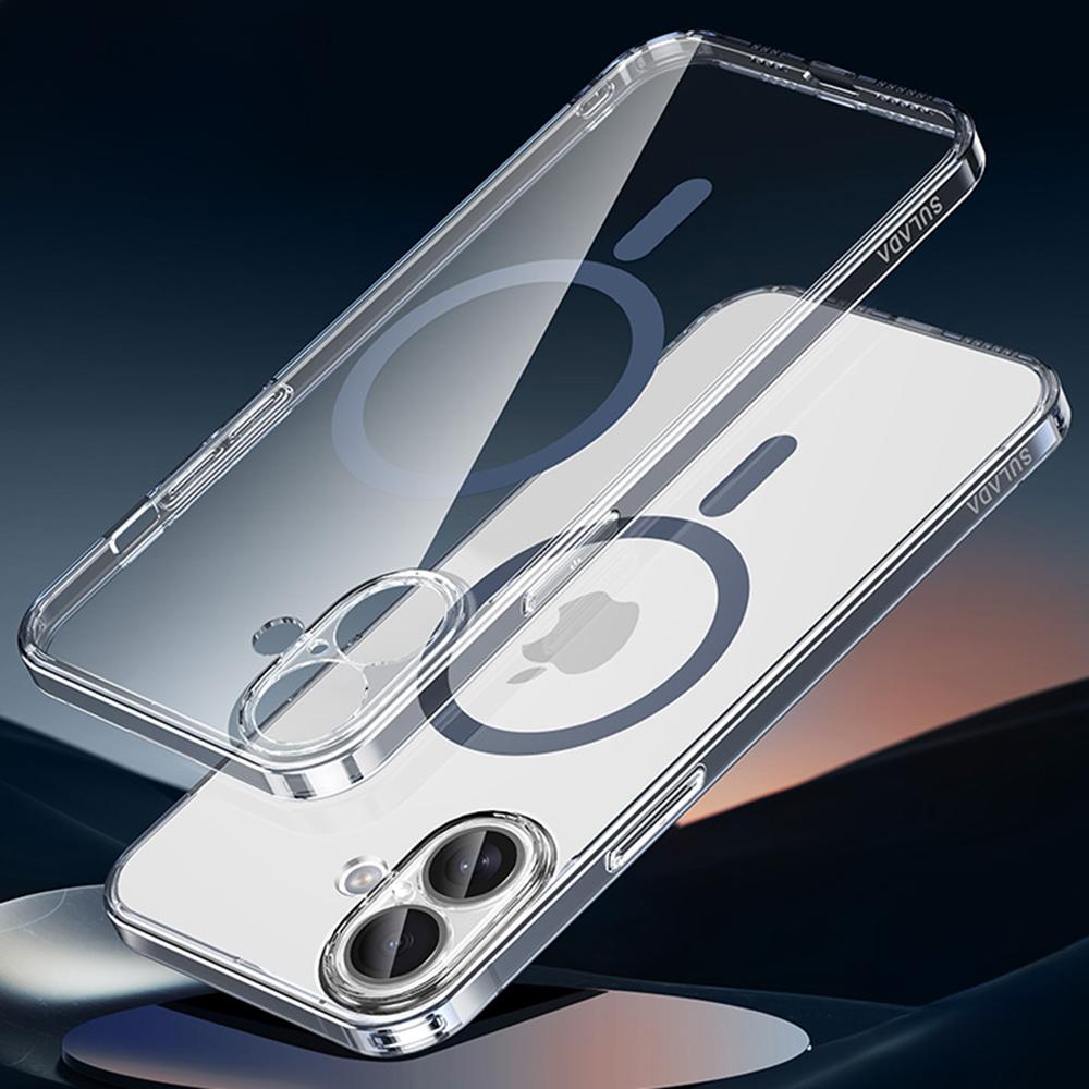 

SULADA For iPhone 16 Case Built-In Lens Film TPU+PC Phone Cover Compatible with MagSafe Transparent Blue