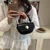 New saddle bag 2025 trendy mini pearl chain women's bag change simple lipstick mobile phone bag shoulder messenger bag