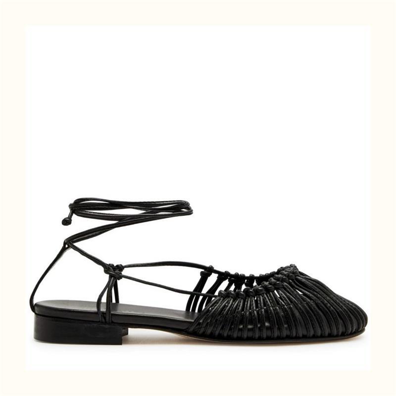 Fashion 2025 Summer Low Heels Roma Sandals Fashion Outdoor Woven Hollow Women Sandals Casual Lace-up Round Head sandalias de mujer