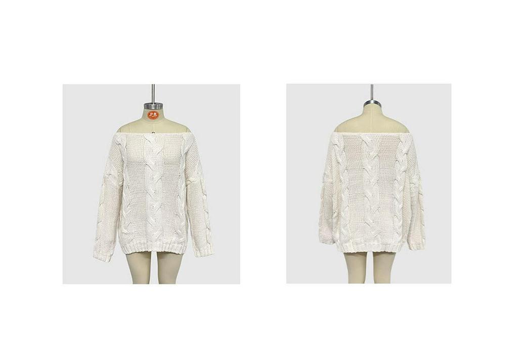 2026 Autumn/Winter European & American Street Style One-Shoulder Cable Knit Loose Plus Size Women's Sweater