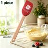 1pc Silicone Wooden Handle Baking Scraper, Christmas, Cake Cream Spatula, Household Non Stick Holiday Kitchen Utensils.