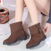 Winter New Velvet Warm Flat Mother Cotton Shoes Fashionable Versatile Durable Snow Boots Women