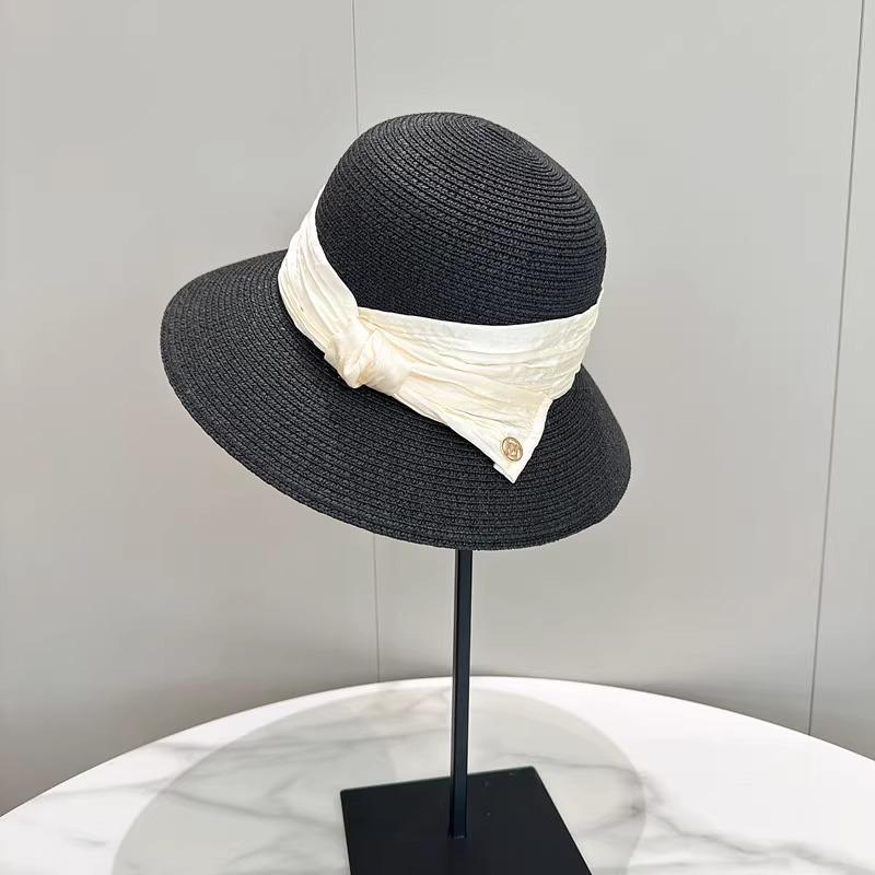 Hepburn Style Elegant Dome Bucket Hat Women's Summer Sunshade Sun Hat Straw Top Hat Fashion Straw Hat