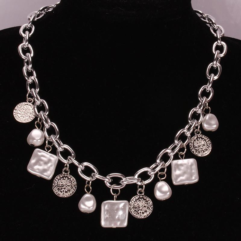 Geometric Gold Silver Alloy Multilayer Necklace For Women Spring 2021