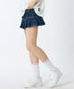 ANDTHEOTHER Pleated Denim Mini Skirt Blue