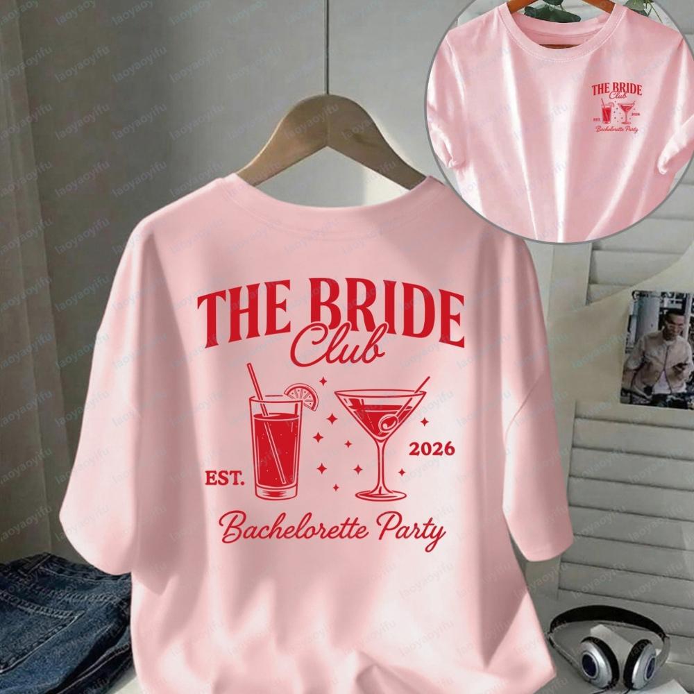 Women s Bachelorette Party T-Shirt - Front Back Bride Club Print Suitable for All- Wear Soft Breathable Round Neck Short Sleeve S