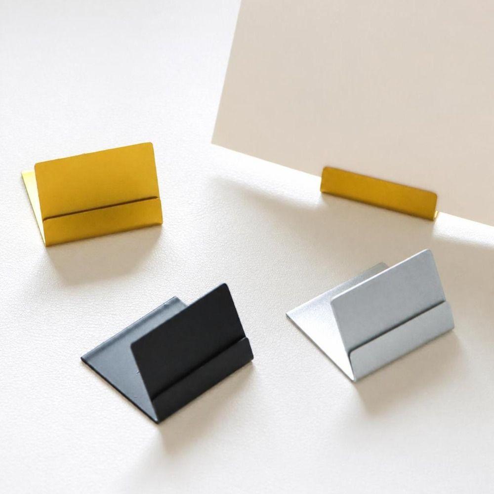 Gold Silver Name Card Holder L Shape Price Tag Clip Elegant Tabletop Card Holder  Event Decoration