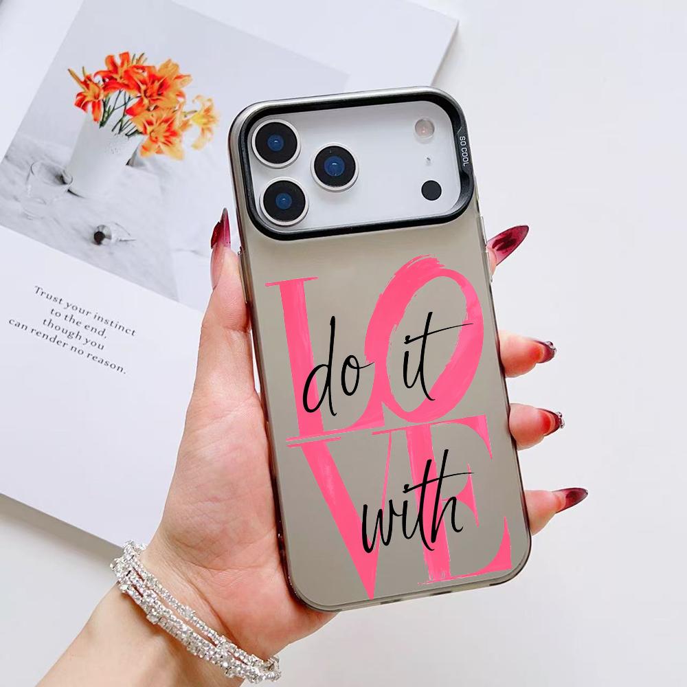 

Love Art Phone Case For iPhone 17 16 15 14 13 12 11 Pro Max Air Matte Laser Aurora Shockproof Funda iPhone17 Pro