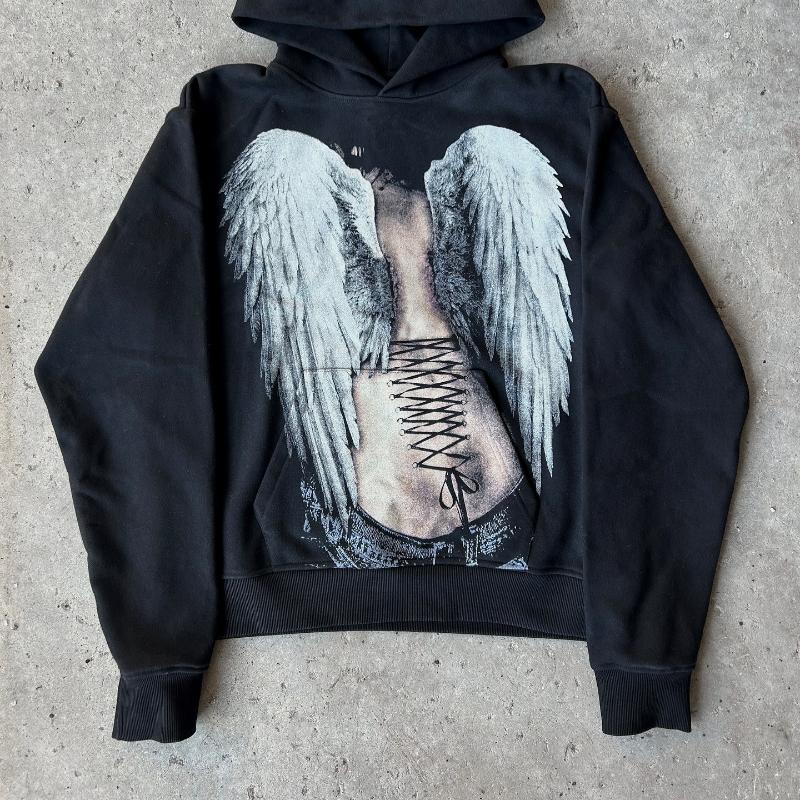 European and American Y2K Printed Pattern Men's and Women's Spring Street Fashion Loose Hoodie