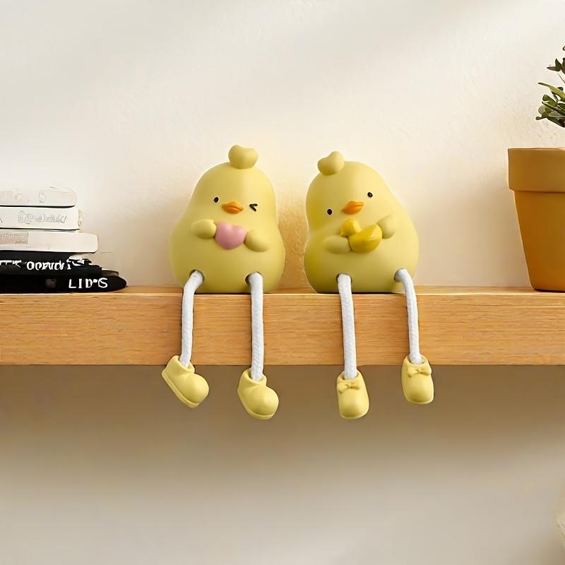 2pcs Cute Cartoon Resin Figurines with Hanging Legs, Decorative Collectible Statues, with Indoor Display for Various Room Types, Ideal Birthday Gift