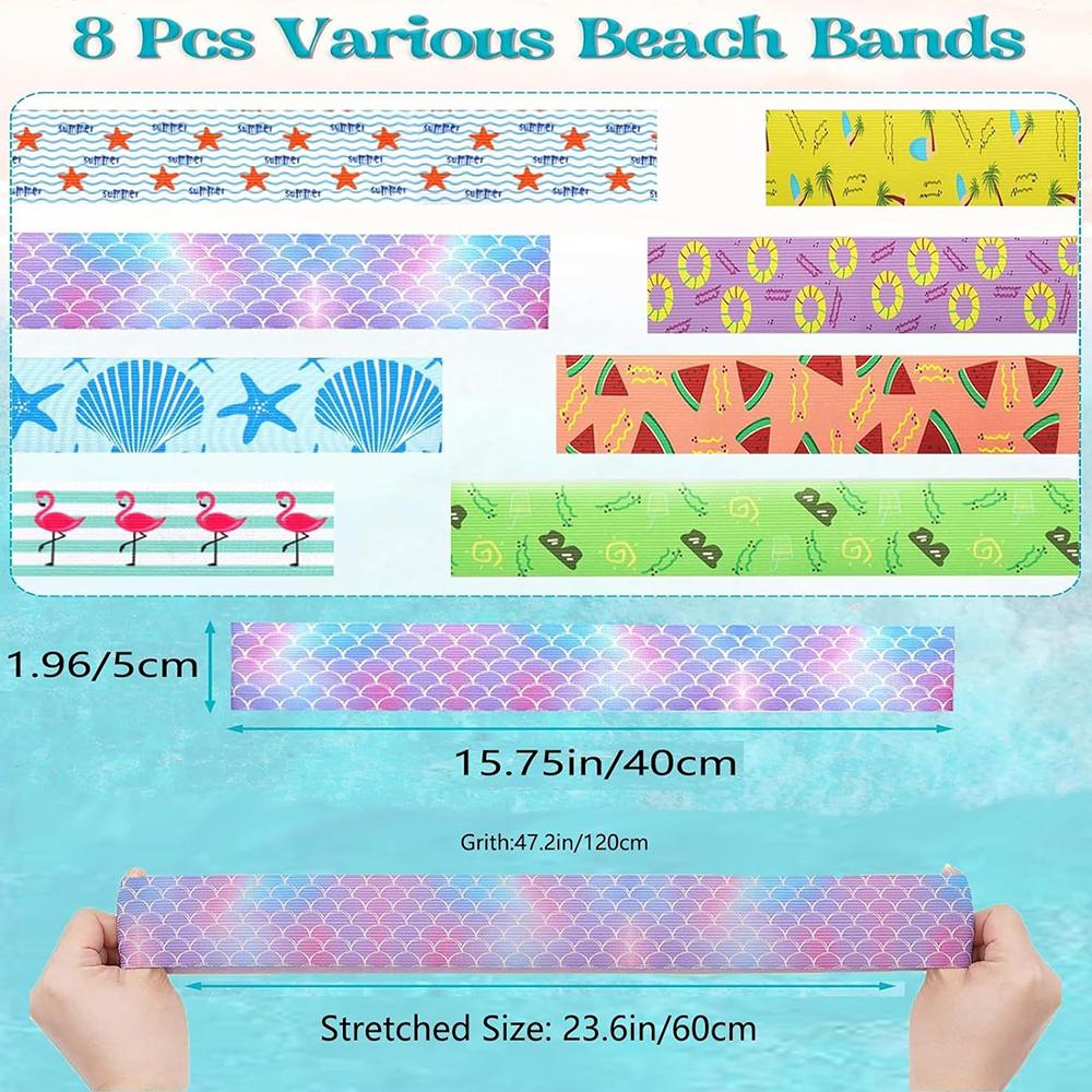 8 PCS Stretchable Latex Towel Bands for Beach Chairs