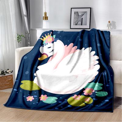 HD Cartoon Cute Swan Cygnus Soft Plush Blanket,Flannel Blanket Throw Blanket for Living Room Bedroom Bed Sofa Kids Cover Gitt 3D