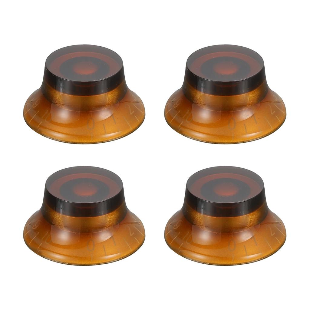 uxcell 4pcs Guitar Top Hat Bell Knobs Amber Volume Tone Control Knobs for Electric Guitars and Basses