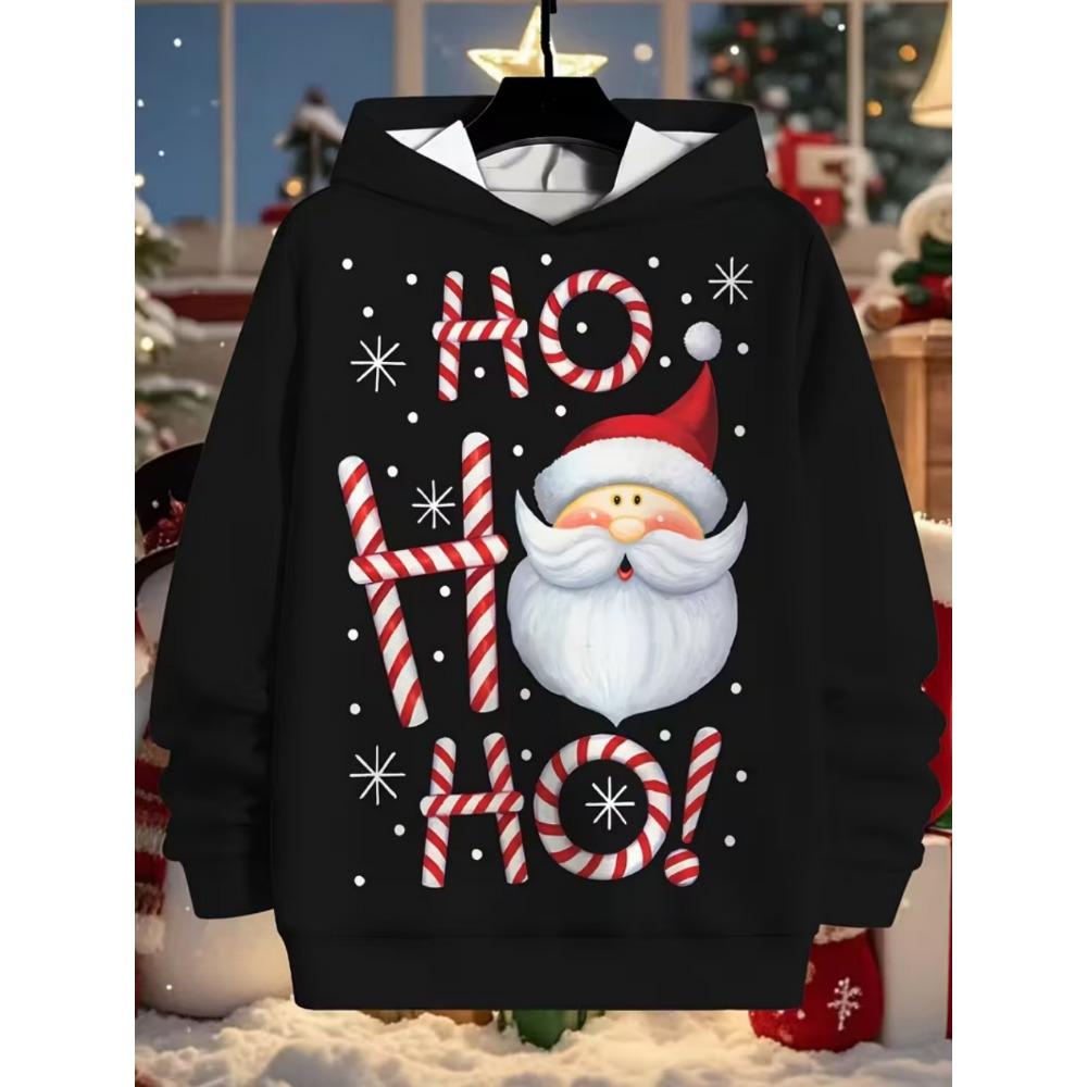 Child Sweatshirt Christmas Hoodie Cartoon Kawaii Santa Claus Print Sweatshirt for Girls Funny Holiday Party Clothes for Children