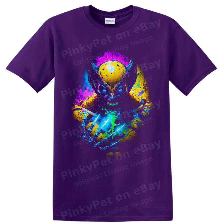 Wolverine Logan Neon Claws Superhero Graphic T Shirt Fan Tee Gift