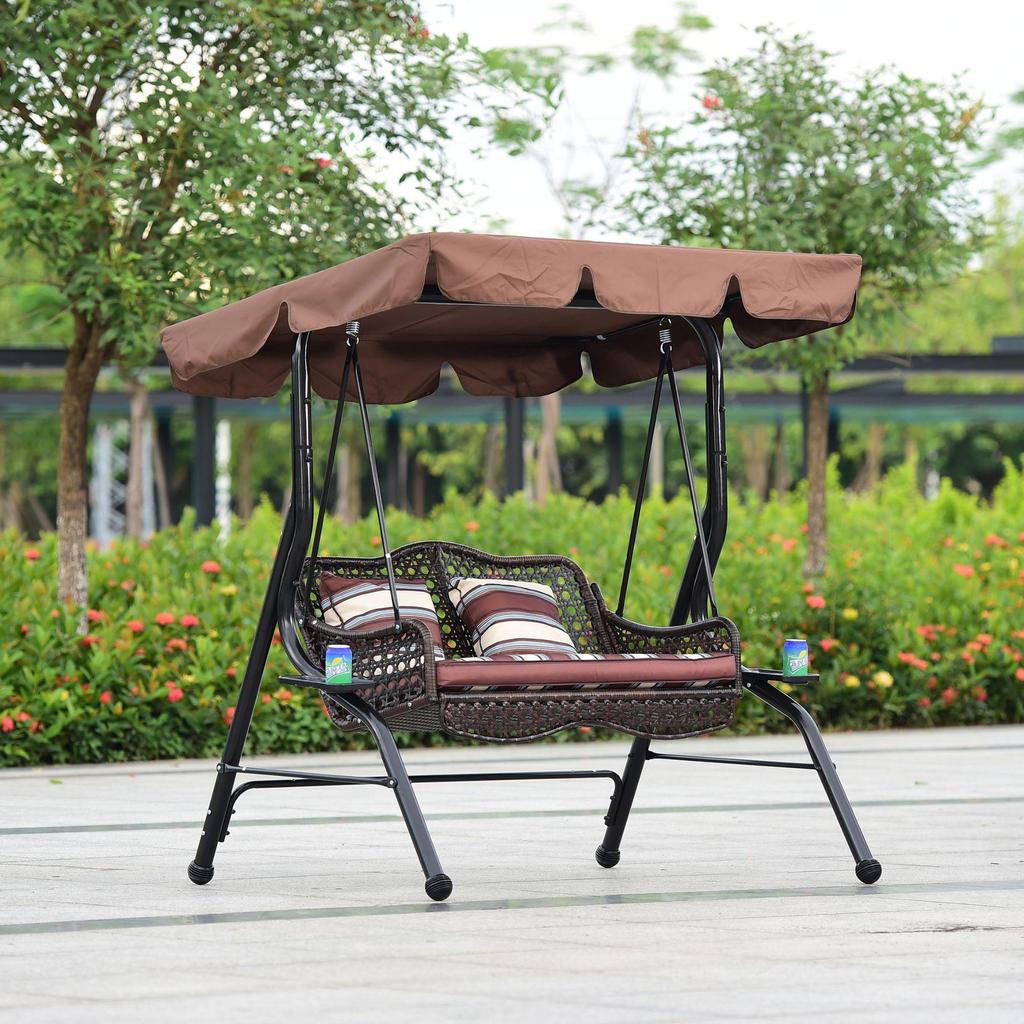 In-Stock Outdoor Hanging Swing Chair: Waterproof Wrought Iron Reclining Rocker for Balcony, Courtyard, or Garden