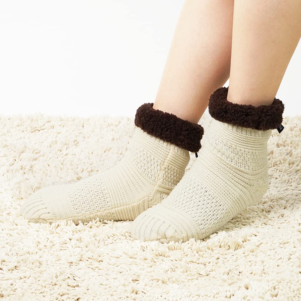 Gunze POLO BCS Room Socks with Fleece Lining and Woven Name Tag