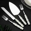 Edelstahl-Besteckset mit Griff, Kuchenmesser, Gabel und Spatel, rostbeständiges Besteck für Nachmittagstee, Hochzeiten und Partys