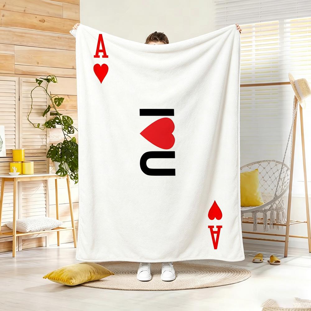 Artwork A-A playing cards Throw Lightweight 240g Flannel Blanket Soft Skin-friendly for Summer Cooling