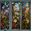 Bunte Kirchen-Buntglas-Fensterfolie Statisch Haftend Blickdicht Mattiert Sichtschutz-Aufkleber Schutz Heimdeko Fensterfolien