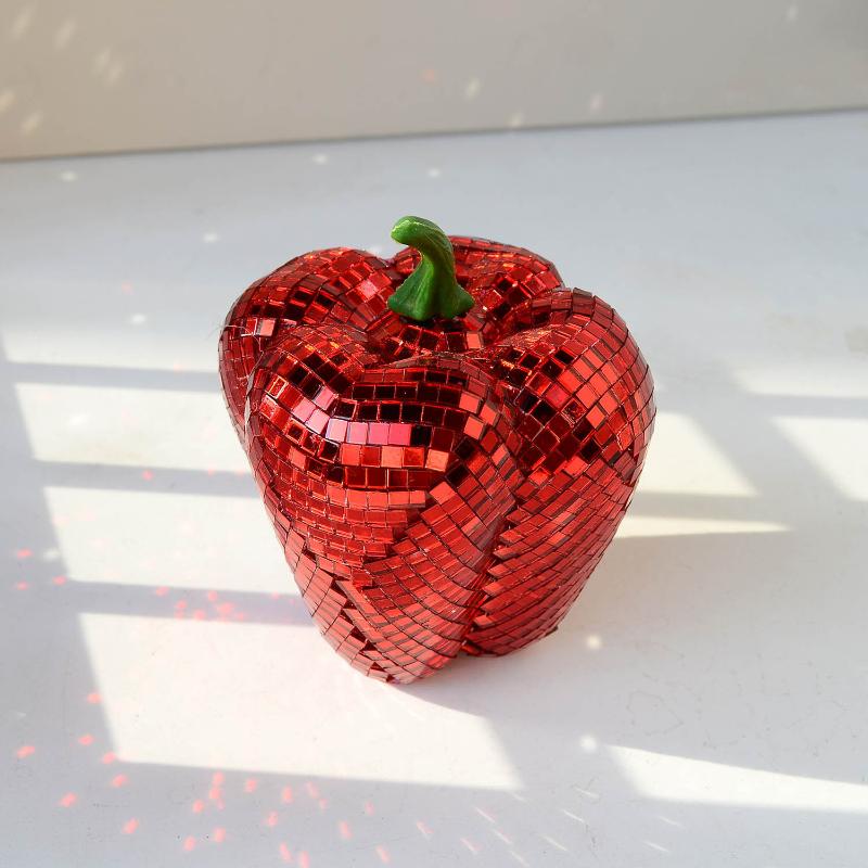 Disco Spiegel Gemüse Mosaik Karotte Paprika Tomate Birne Figuren, Funkelnde Discokugel Ornamente Für Party Zuhause Tisch Dekoration