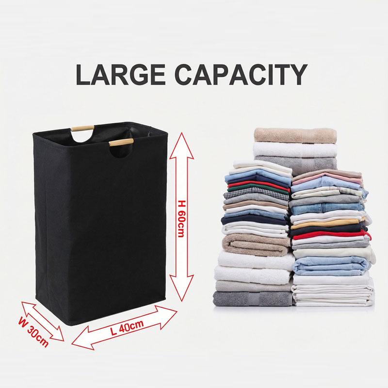 Foldable Cotton & Linen Laundry Basket with Large Capacity for Clothes and Toy Storage - Handheld Bathroom Hamper.