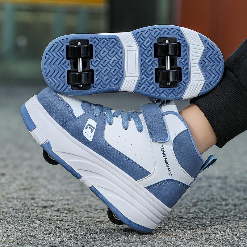 Children's runaway shoes 2025 new double-wheel skates medium and large boys' fashion casual shoes outdoor children's shoes