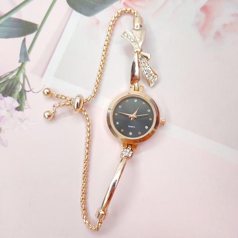 Fashion Cute Women Steel Bracelet Watch Adjustable Quartz Wristwatches Elegant Gold Small Dial Bracelet Watches Wholesale