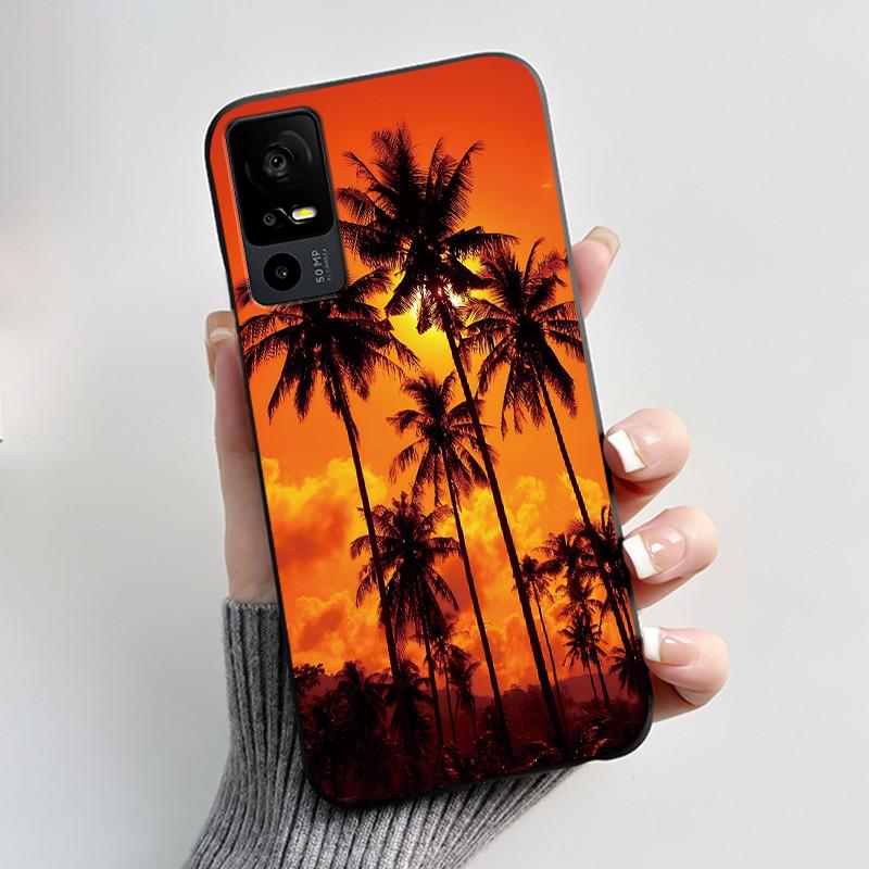 Cute Casing For TCL 40R/Sharp Aquos V6 5G Lucky Design Soft Black Case For TCL 40 SE Drift Bottle Pattern Shockproof Shell