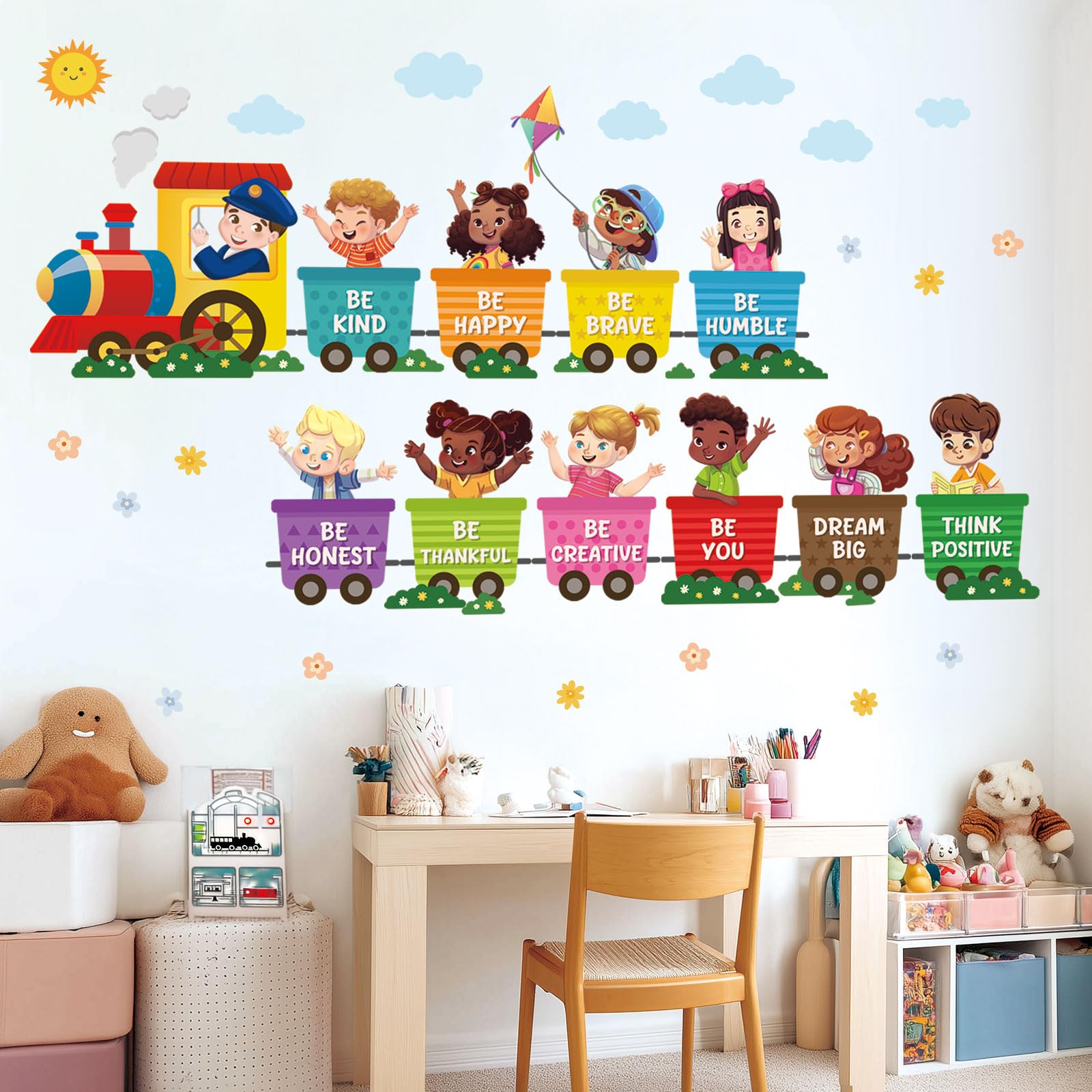 

DECOWALL Наклейка на стену с цитатой «Поезд» для и Малыша, Отклеивается и Наклеивается, Декор Интерьера, Детская Мальчика, Детский Сад, Комнаты, (SG2-2512)